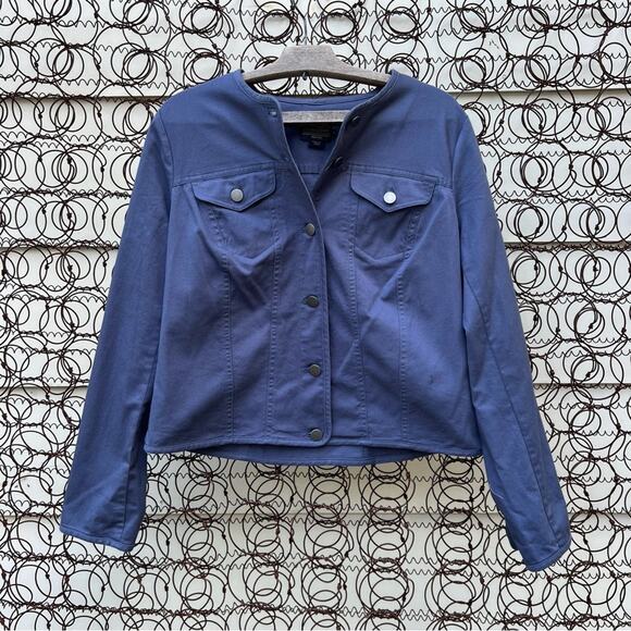 Pendleton Blue Collarless Stretch Jean Jacket - Picture 1 of 6